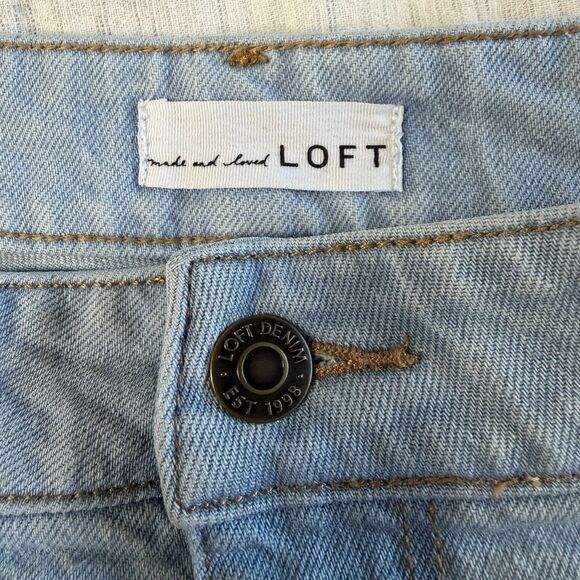 Loft Women's High Rise Denim Cut Off Shorts Light Wash Distressed Size 30/10 - Picture 2 of 14